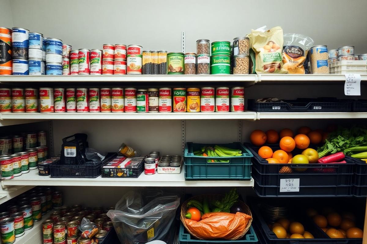 Pantry shelves before a distribution day